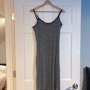 Gap navy stripe midi bodycon dress small tall